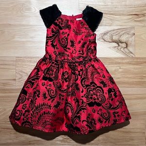 WONDER NATION RED FLOCKED DRESS    SIZE 5